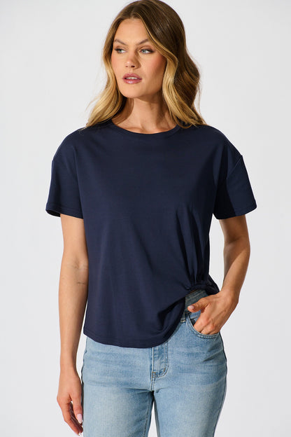 Dela T Shirt In Navy Cotton Blend
