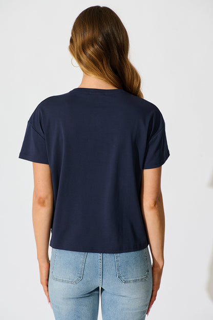 Dela T Shirt In Navy Cotton Blend
