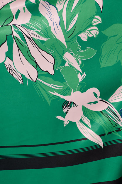 Ruthie Maxi Sundress in Emerald Print Satin