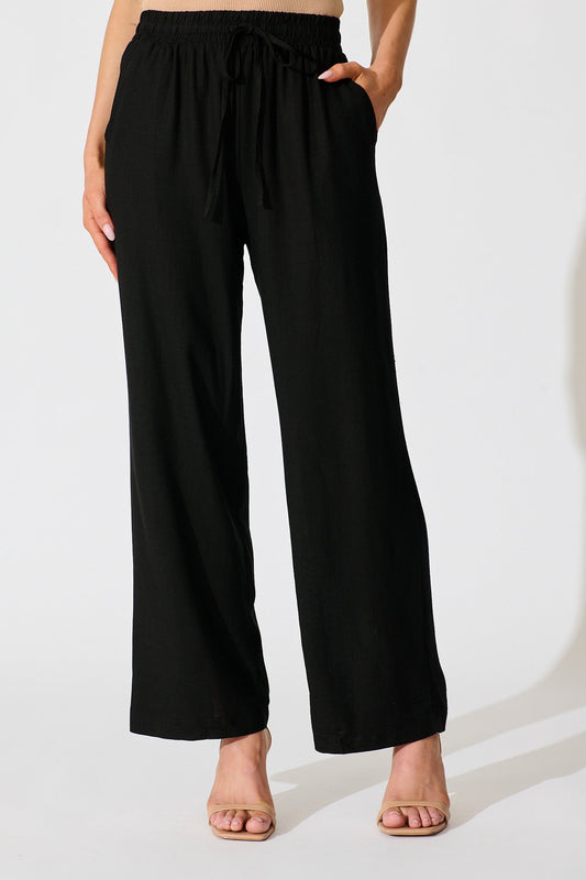 Natural Form Pant in Black Cotton Linen