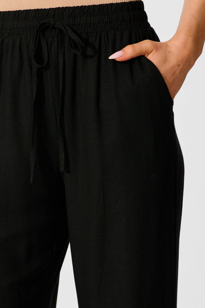 Natural Form Pant in Black Cotton Linen
