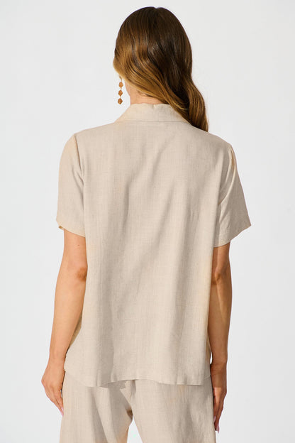 PRE ORDER Soft Structure Top In Oatmeal Cotton Linen