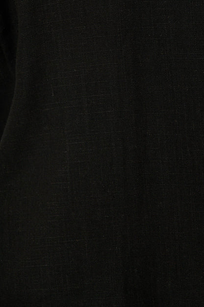 PRE ORDER Soft Structure Top In Black Cotton Linen