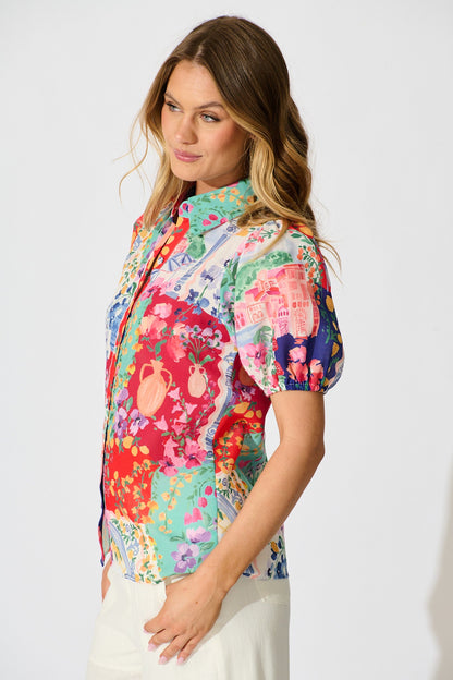 Bonita Shirt in Multi Resort Linen Blend