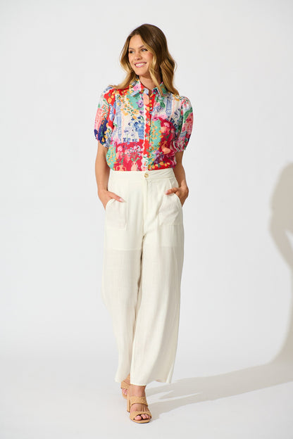 Bonita Shirt in Multi Resort Linen Blend