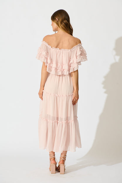 Franc Midi Dress in Light Pink Chiffon