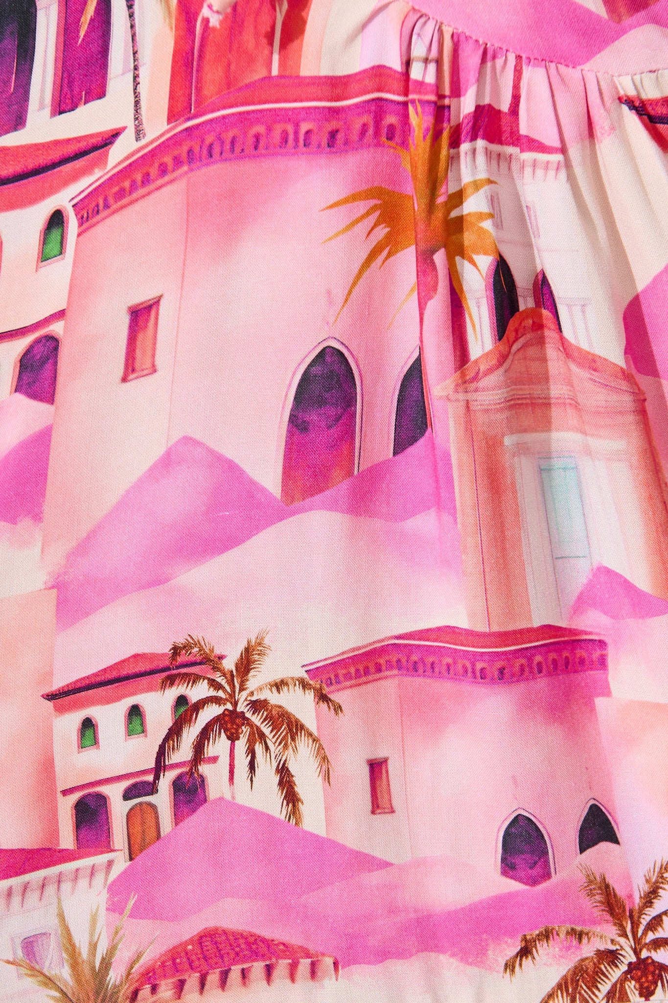 Emelyn Smock Dress in Pink Resort Print