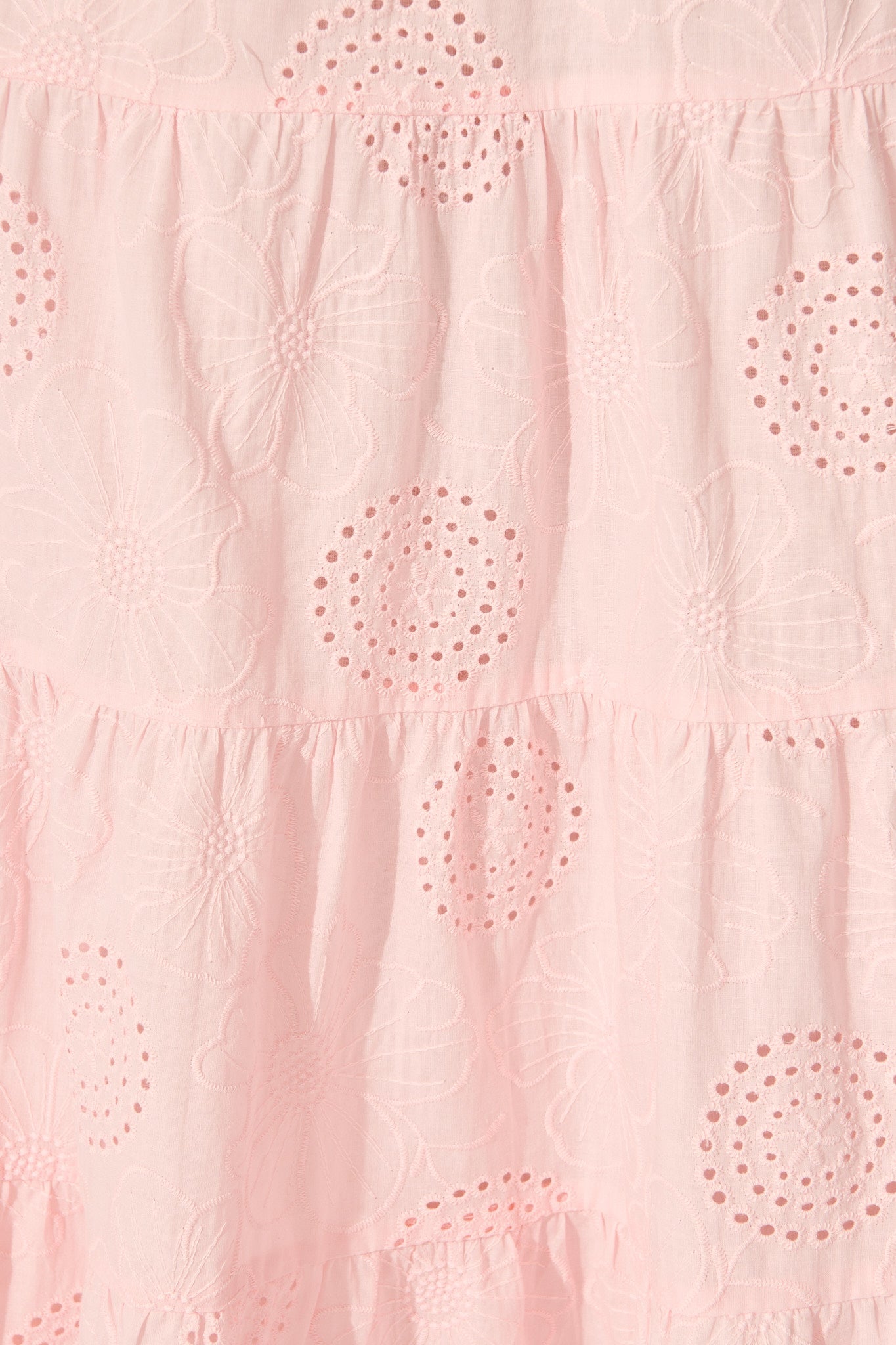 Indra Tierred Maxi Dress In Pink Embroidered Cotton