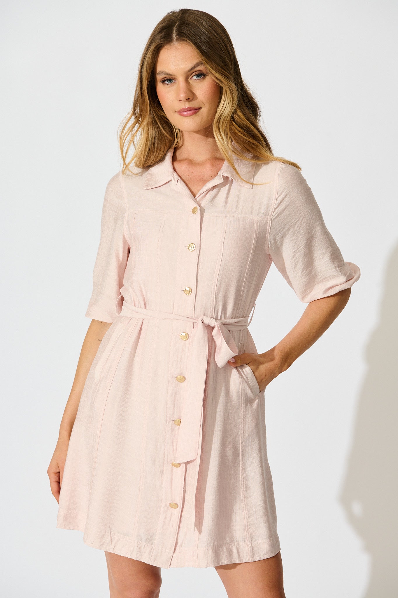 Deriana Shirt Dress in Pink