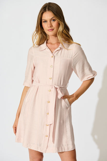 Deriana Shirt Dress in Pink