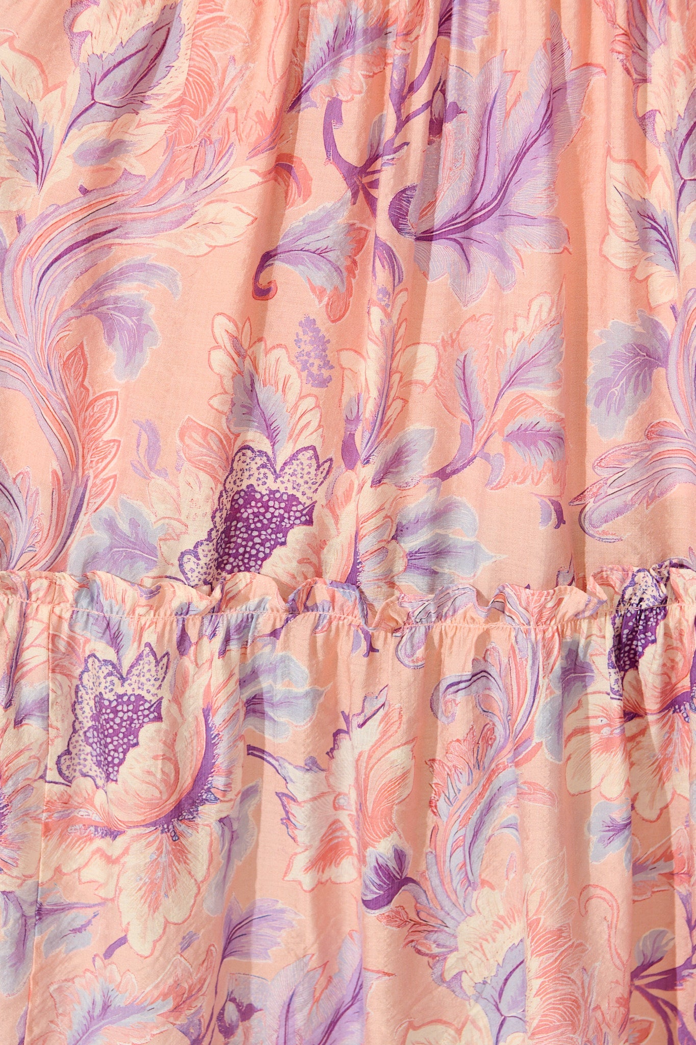 Franc Midi Dress in Soft Peach with Lilac Floral Chiffon