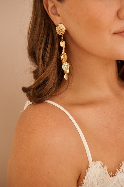 Ariana Drop Earrings in Gold Textured