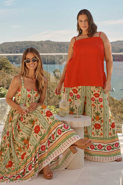 SunKissed Midi Dress In Pineapple Print