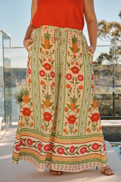 Isla Tropic Pant in Pineapple Print