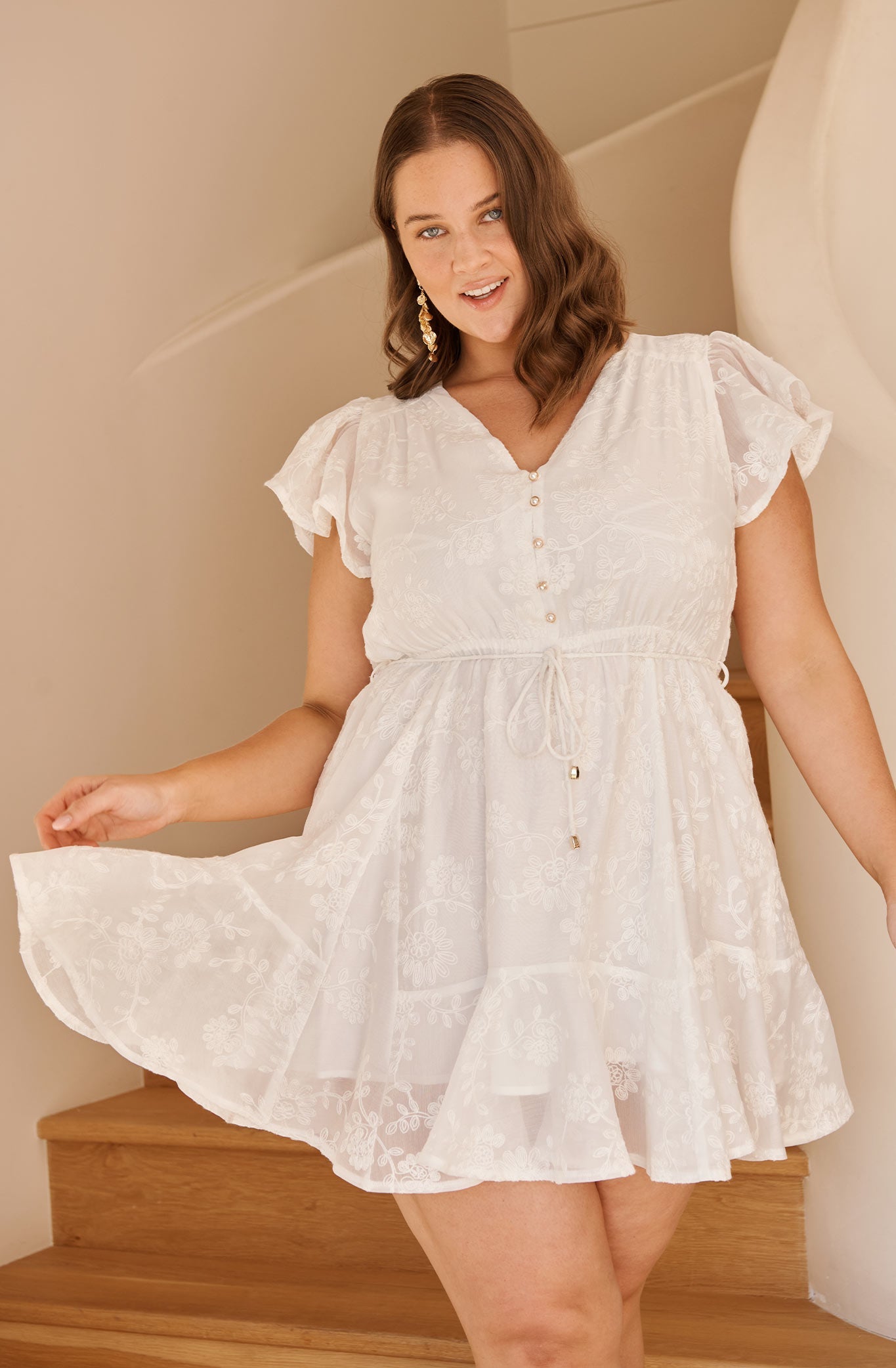 Embroidered Grace Dress in White