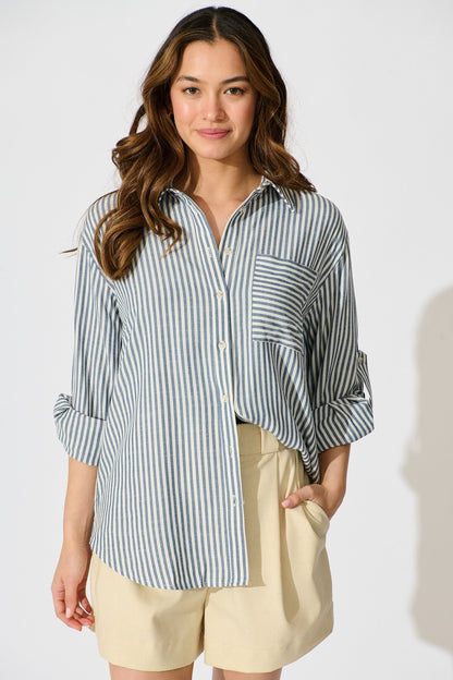 Avenly Shirt in Blue Stripe