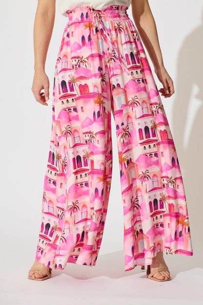 Mariah Pant in Pink Resort Print