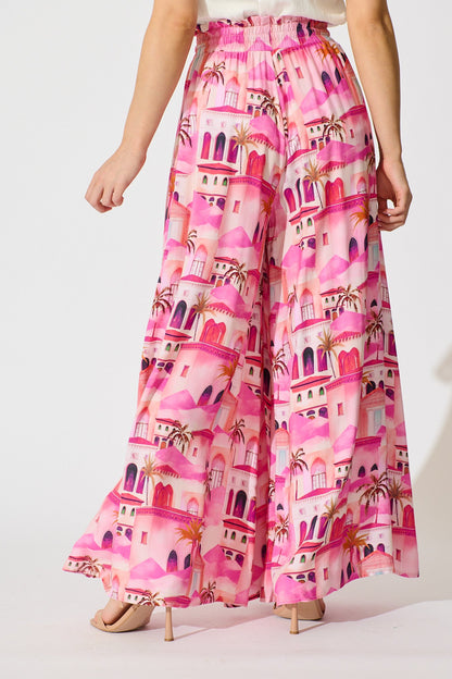 Mariah Pant in Pink Resort Print