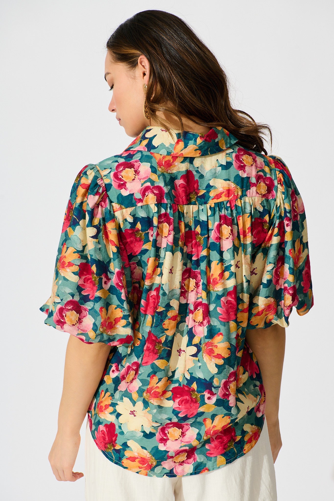 Aeryn Shirt in Jade Floral Print