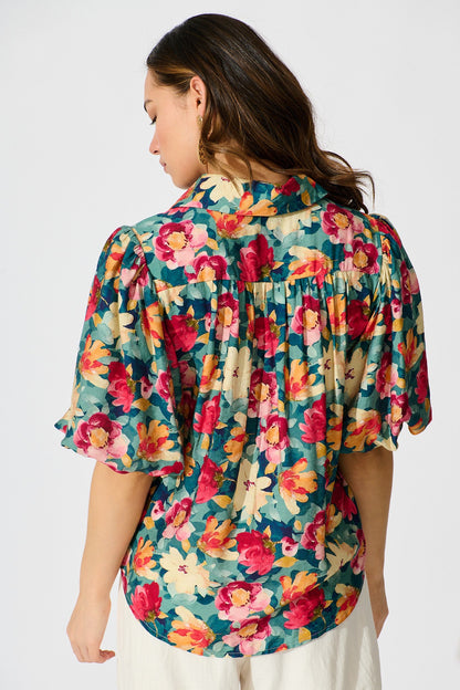 Aeryn Shirt in Jade Floral Print