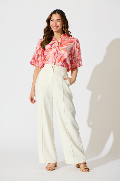 Aeryn Shirt in Pink Watercolour Print