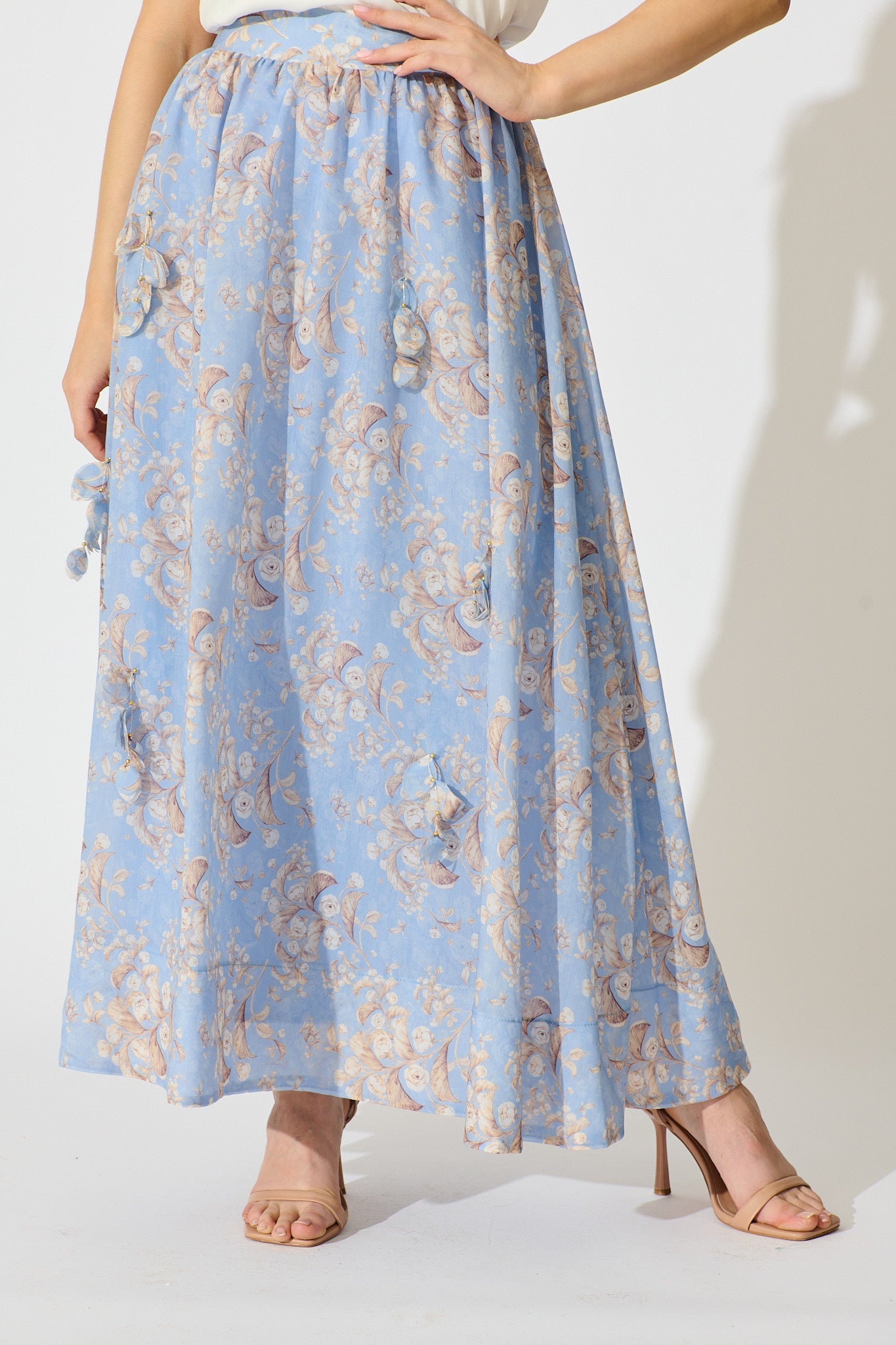 Gardenlight Maxi Skirt in Blue Floral