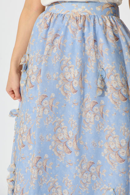Gardenlight Maxi Skirt in Blue Floral