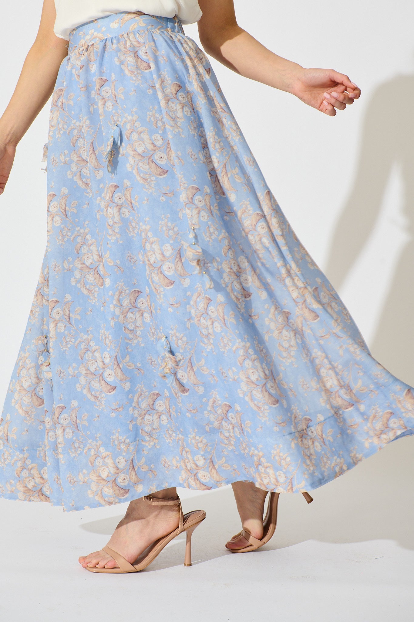 Gardenlight Maxi Skirt in Blue Floral