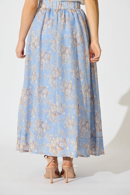 Gardenlight Maxi Skirt in Blue Floral
