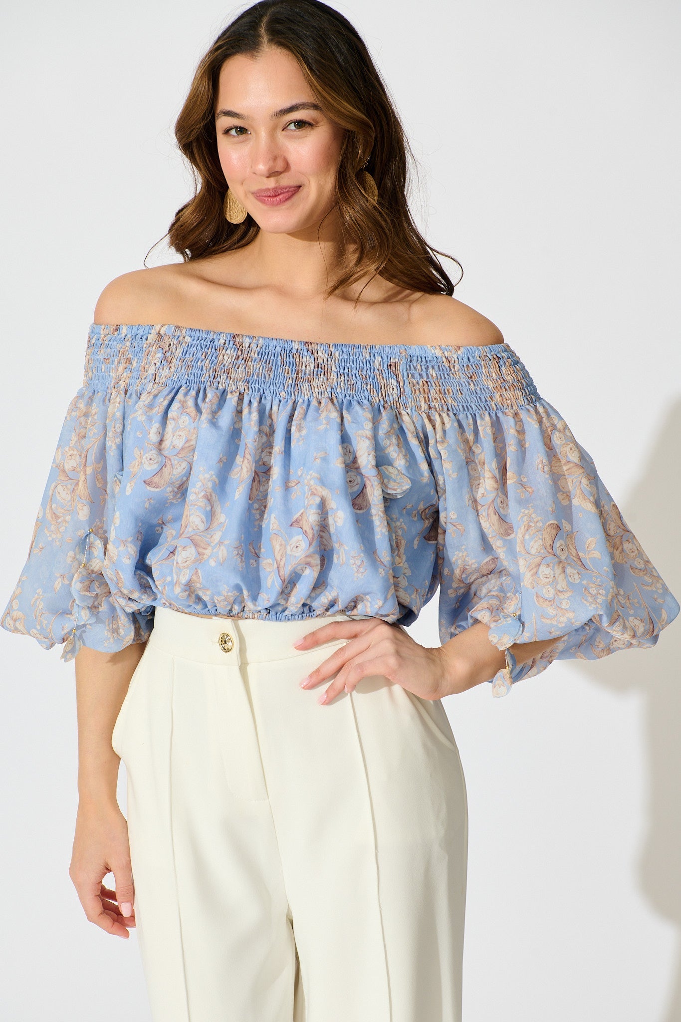 Petal Haze Top in Blue Floral