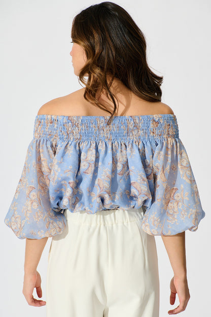 Petal Haze Top in Blue Floral