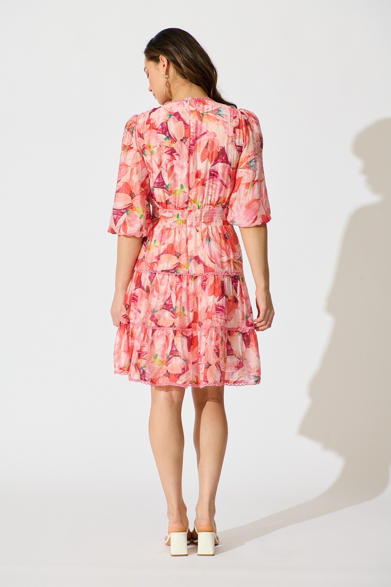 Camelia Dress in Pink Watercolour Print