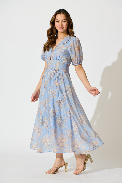 Faded Botanica Maxi Dress in Blue Floral
