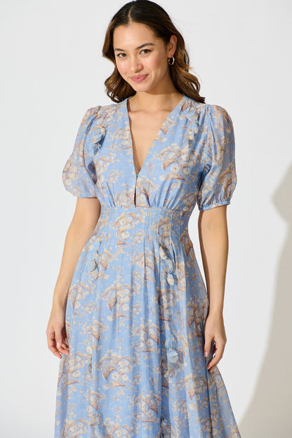 Faded Botanica Maxi Dress in Blue Floral