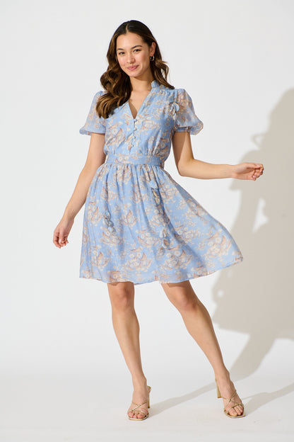 Vintage Bloom Dress in Blue Floral