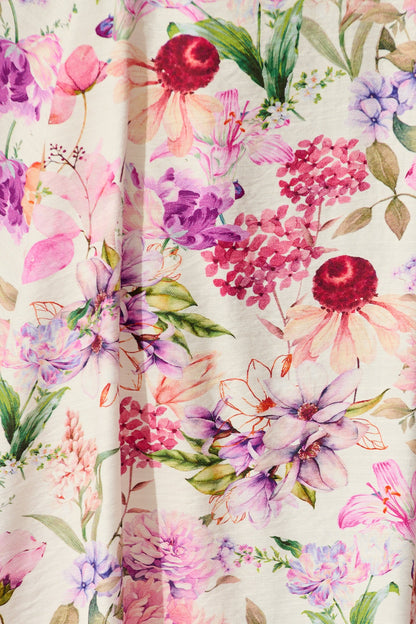 Brandsy Maxi Skirt in White with Lilac Floral