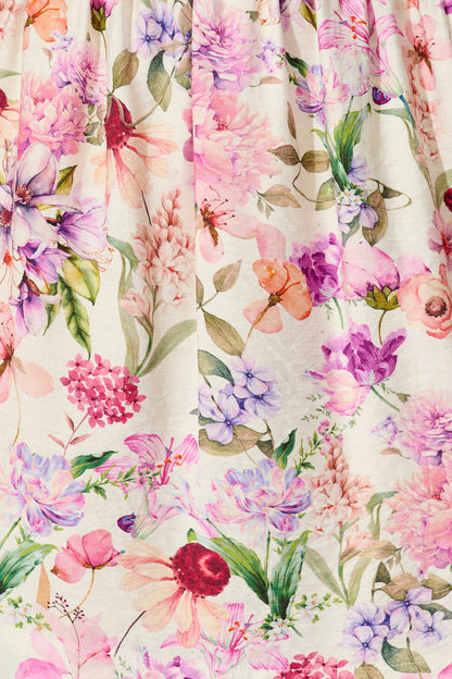 Wild Rose Whisper Dress in White with Lilac Floral