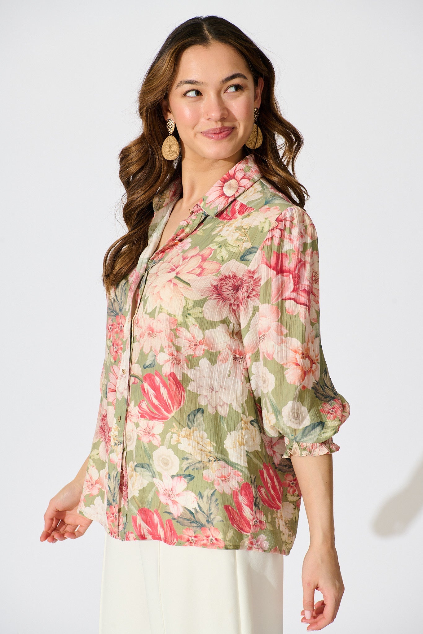 Orchard in Bloom Top in Sage with Blush Floral