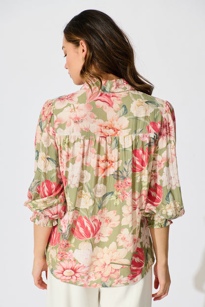 Orchard in Bloom Top in Sage with Blush Floral