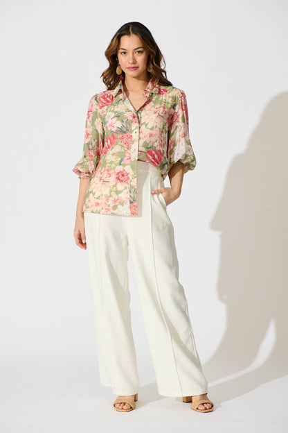 Orchard in Bloom Top in Sage with Blush Floral