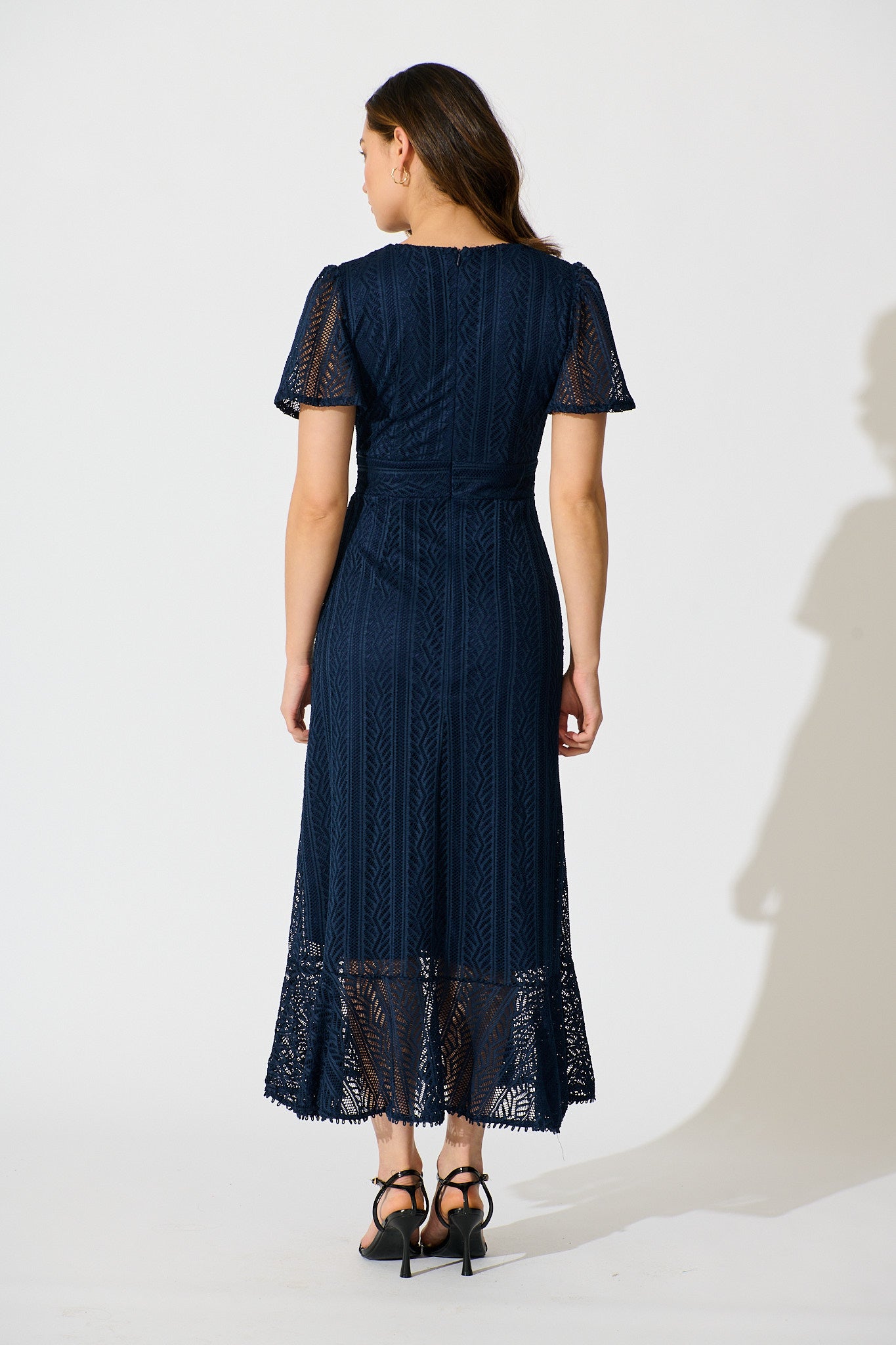 Quintessa Midi Dress in Navy Lace