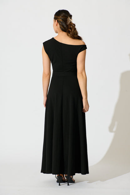 Noirelle Maxi Off Shoulder Dress in Black