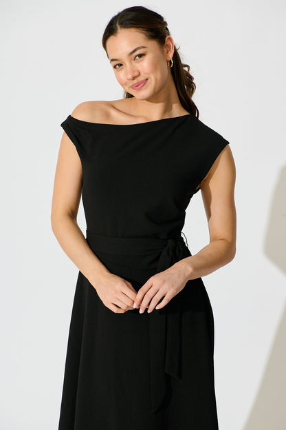 Noirelle Maxi Off Shoulder Dress in Black