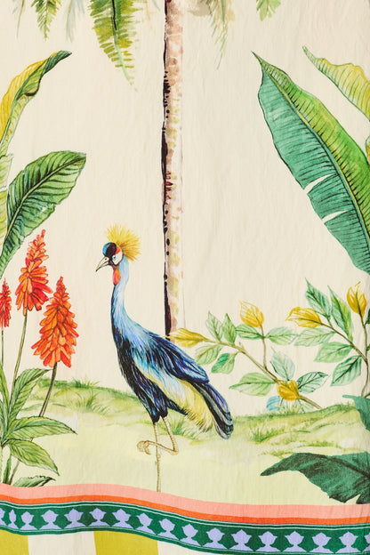 Orlando Maxi Dress In Cream with Palm Tree Print