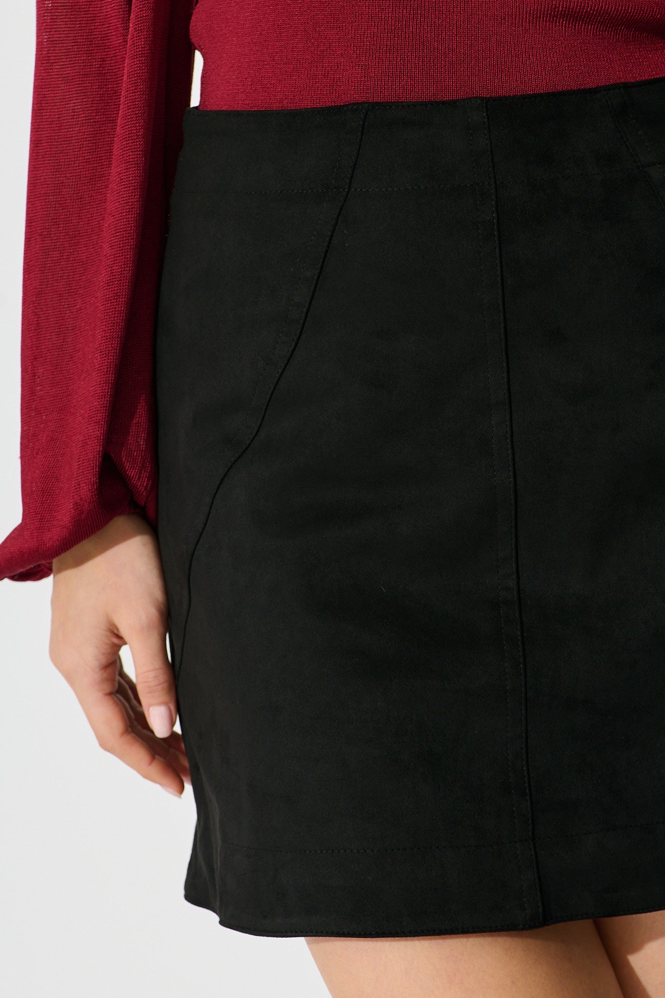 Arya Skirt in Black Suedette