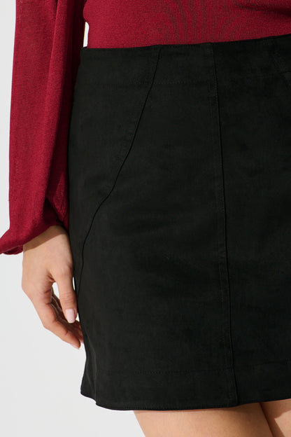 Arya Skirt in Black Suedette
