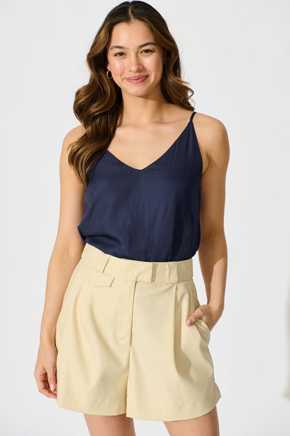 Leonora Short in Beige Linen Blend