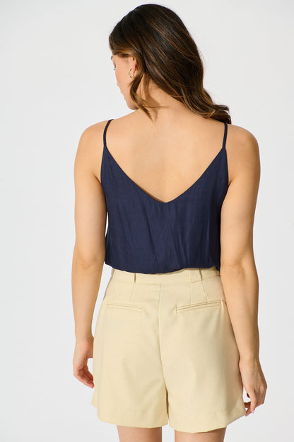 Leonora Short in Beige Linen Blend
