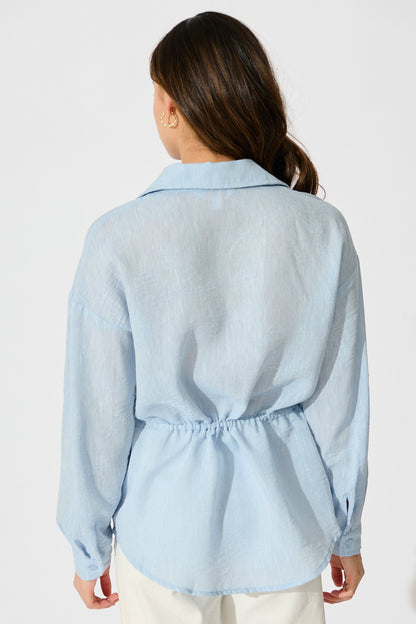 Lysandra Shirt in Pale Blue Linen Blend