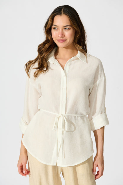 Lysandra Shirt in White Linen Blend